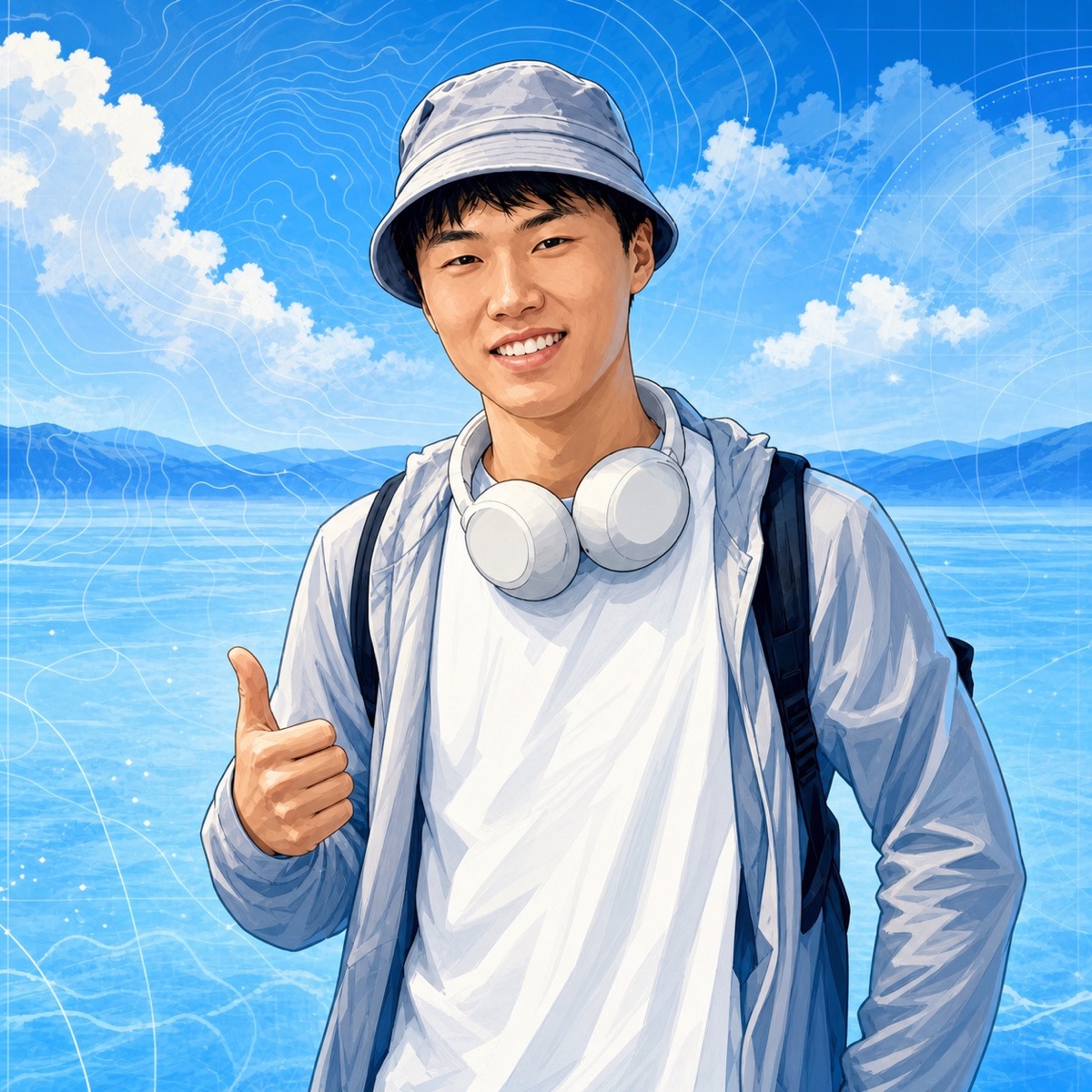 Stylized cartoon portrait of Kaiyuan Chen